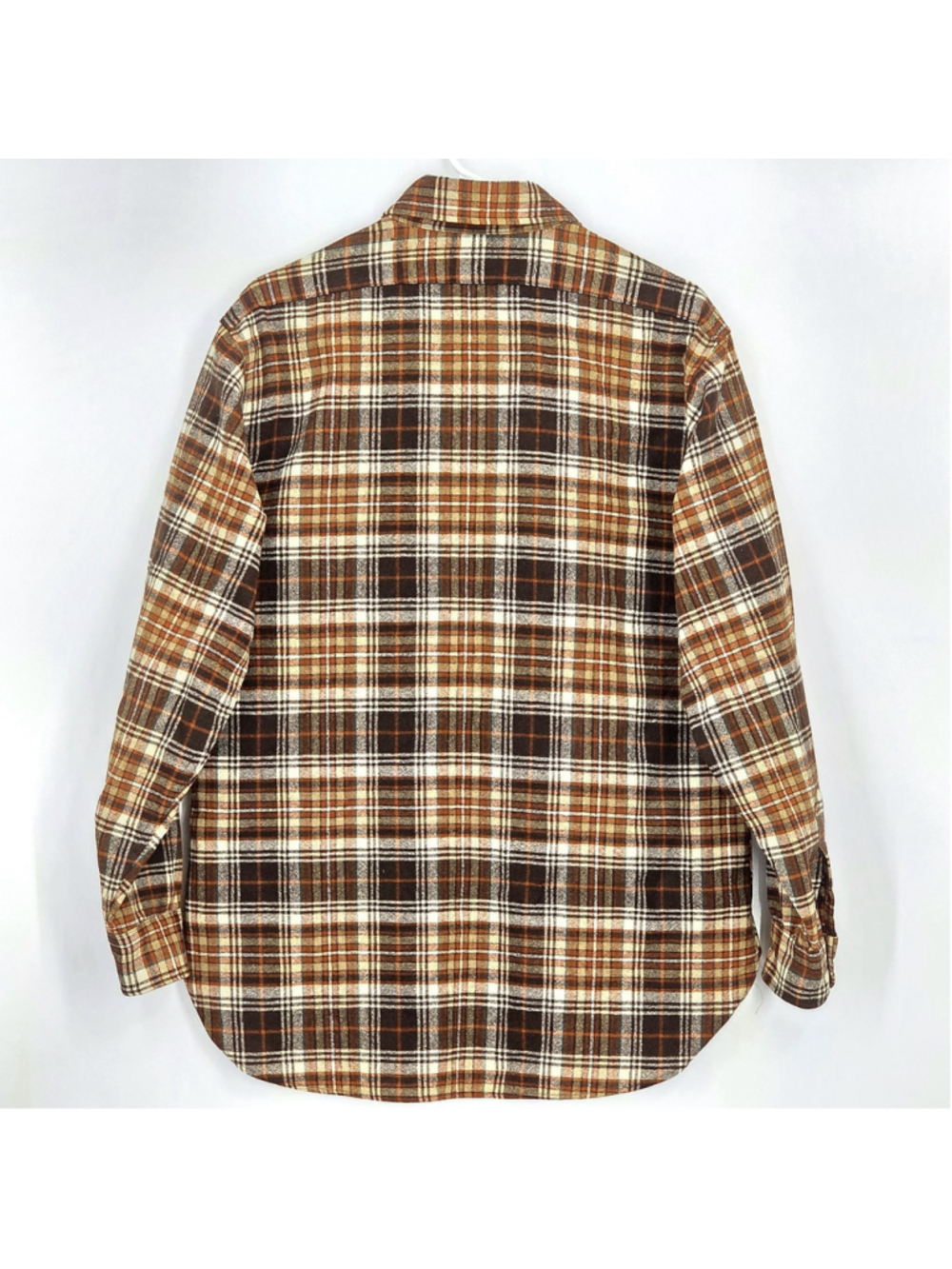 Pendleton Wool Shirt Mens L Vintage Plaid Flannel USA Board Shirt Brown - Picture 2 of 9